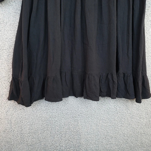 Nostalgia Black Rayon Embroidered Tassel Elastic Waist & Wrist Short Dress Sz L - Picture 11 of 11